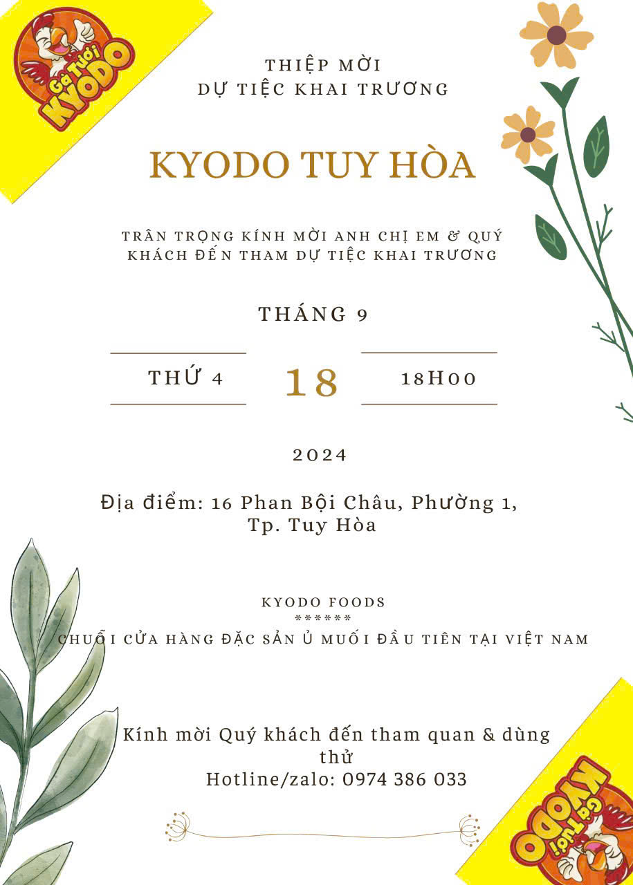 Chúc mừng khai trương cơ sở thứ 107 của Kyodo Foods tại Tuy Hòa, Phú Yên! 🎉🎉